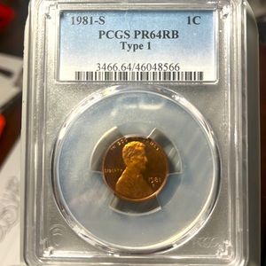 1981-s Penny PCGS PR64RB Type 1.
